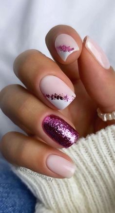 Pink Glitter Nails, Manicure Gel, Nagel Tips, Nail Designs Glitter, Minimalist Nails, Classy Nails