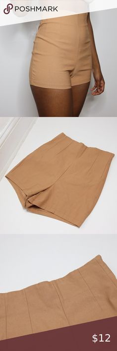 High Waisted Shorts in Tan NWT Selling Beige/tan high waisted shorts  with fake pockets and a body con fit  Features a side zipper, fake pockets for design and stretchy material   Size S: W 11" R 11" (NWT)  No damage or flaws Grab these super high waisted shorts in nude today UK2LA Shorts Brown Bottoms For Summer Day Out, High Waist Khaki Beach Bottoms, High Waist Khaki Bottoms For Beach, Summer High Waist Beige Bottoms, Summer High-waist Beige Bottoms, High-waisted Beige Shorts For Day Out, High Waist Beige Shorts For Day Out, High Waist Brown Bottoms For Day Out, Brown High Waist Bottoms For Day Out