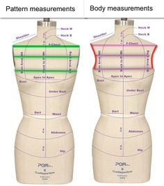 the body measurements for mannequins are shown