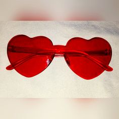 Brand New Women's Red Rimless Heart-Shaped Plastic Sunglasses Brand New! Made Of Red Plastic! The Sunglasses Tint Is Red! Very 70's Looking! Would Make A Great Addition To A Collection Or Hippie Halloween Costume! Red Tinted Glasses Aesthetic, Tinted Glasses Aesthetic, Red Tinted Glasses, Hippie Halloween Costume, Hippie Costume Halloween, Glasses Aesthetic, Hippie Halloween, Tinted Glasses, Plastic Sunglasses