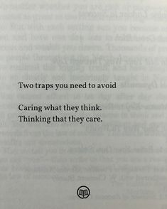 an open book with the words two traps you need to avoid caring what they think thinking that they care