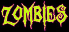 the word zombies written in neon yellow on a black background