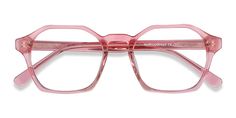 Orchid - Geometric Clear Pink Frame Glasses For Women Clear Pink Glasses, Pink Frame Glasses, Pink Glasses Frames, Geometric Eyeglasses, Glasses Inspiration, Pink Eyeglasses, Funky Glasses, Accessory Inspo, Pink Glasses