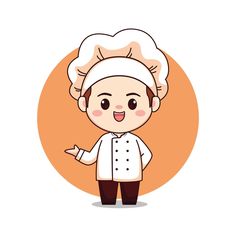 an illustration of a person wearing a chef's hat and holding his hand out