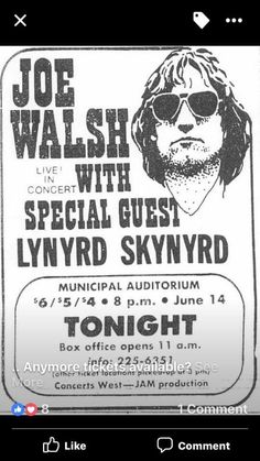 a concert poster for joe wash with special guest lynyrd skynyrd