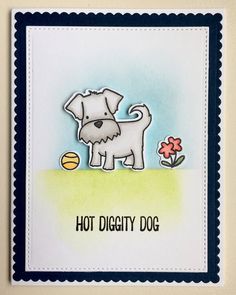 a card with a dog on it and the words hot digglyy dog