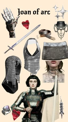 a collage of different types of clothing and accessories with the words joan of arc above them