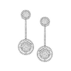 Elevate your style to new heights with the Geraldo 2.95 Carat Diamond White Gold Invisible Setting Earrings, a true masterpiece of jewelry design. These stunning earrings feature 2.95 carats of round diamonds, all set in a combination of invisible and pavé settings. The diamonds used in these earrings are of the highest quality, with a VS-VVS/F grade, and the earrings are crafted from the finest 18k white gold for a timeless and elegant look. These earrings' unique invisible setting technique cr Timeless Brilliant Cut Diamond Evening Earrings, Timeless Brilliant Cut Diamond Earrings For Evening, Classic Round Diamond Earrings For Evening, Classic Diamond White Linear Earrings For Formal Events, Timeless Diamond Earrings With Brilliant Cut For Evening, Classic Diamond White Linear Earrings For Formal Occasions, Classic Formal Linear Earrings In Diamond White, Fine Jewelry Bridal Drop Earrings With Brilliant Cut, Timeless Platinum Earrings