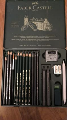 the faber - castei box contains several different colored pencils