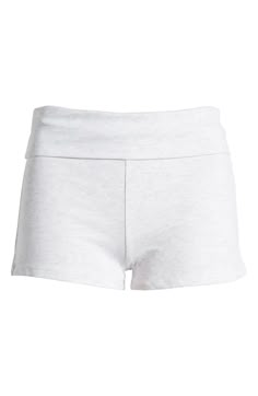 EDIKTED I Love Me Foldover Shorts | Nordstrom Stretch Cotton Biker Shorts With Short Inseam, Cotton Bottoms With Wide Waistband, Cotton Bottoms With Wide Waistband, Short Length, Solid Cotton Biker Shorts With Elastic Waistband, Fitted High-waisted Cotton Pajama Shorts, Cotton Athletic Shorts For Yoga, Cotton High-waisted Biker Shorts, Loungewear Shorts With Wide Waistband, Stretch Cotton Lounging Shorts