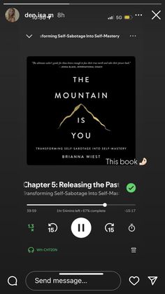 the mountain is you app on an iphone screen, with text and icons above it