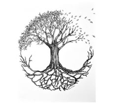 a drawing of a tree with many branches