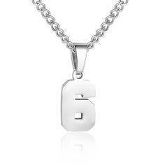 PRICES MAY VARY. ✔ Athletes Number Necklace ✔ This is a popular sports jewelry. Choose your favorite number. Give this gift to you friend or your family, bring good lucky to them. ✔Charm Number Pendant ✔ Made from hypo-allergenic surgical grade 316L stainless steel for long life. It is strong but also LIGHTWEIGHT. And it will not tarnish or turn colors.Waterproof. ✔ Stainless Steel Number Chain Size ✔ length: 23 inches. Width: 0.9 inches. The chain is very strong and suitable for everyday wear. Necklace For Men Silver, Favorite Number, Personalized Basketball, Number Necklace, Boys Jewelry, Sports Jewelry, Popular Sports, Jewelry For Men, Office Party