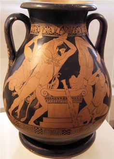 an ancient greek vase on display in a museum