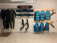 Storage of kitesurf gear! Kite Surf Storage, Water Ski Storage, Kiteboard Storage, Wetsuit Storage, Hiking Gear Storage, Wakeboard Storage, Boathouse Design, Sports Equipment Storage