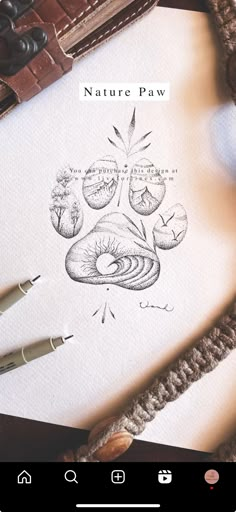 an image of nature paw drawn on paper