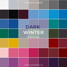 Deep Winter Palette Spring Outfits, Deep Winter Romantic Style, Dark Winter Colour Palette, Dark Winter Summer Outfits, Dark Winter Capsule Wardrobe, Deep Winter Capsule Wardrobe, Dark Deep Winter