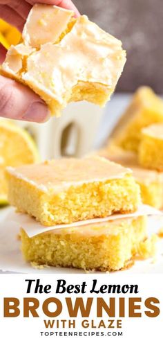 the best lemon brownies with glaze are made with only 3 ingredients, and they're so easy to make