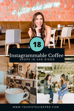 the instagrammable coffee shop in san diego, california is featured on this postcard