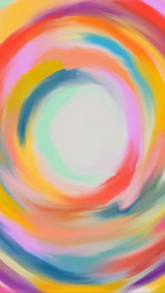 an abstract painting with multicolored circles in the center