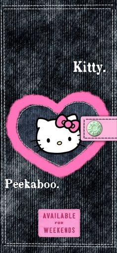 a hello kitty card with a pink heart on it