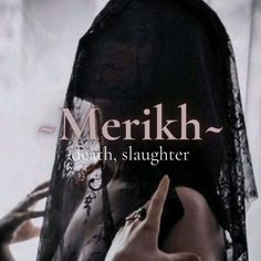 a woman with her hand up to her face and the words merlkh written on it