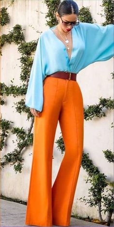 Outfit Inspiration Pants With Top, Orange Pants Outfit, Orange Pants, Vacay Outfits, Korean Brands, Current Fashion Trends, Fashion Mistakes, Street Outfit