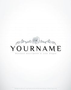 a logo with the words your name in black and white on a light background,