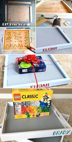 the instructions for how to build a diy lego table from an old dresser door