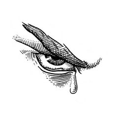 a drawing of an eye with long lashes and a tear on it's side