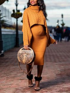 Momyknows Solid Color Knitting 2-in-1 Bodycon Baby Shower Maternity Sweater Midi Dress Fall Baby Shower Dress, Maternity Sundress, Winter Maternity Outfits, Maternity Sweater Dress, Color Knitting, Sweater Midi Dress, Shower Outfits, Maternity Dresses For Photoshoot