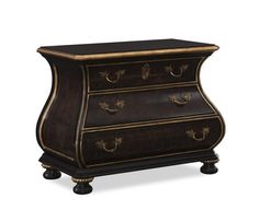 a black and gold dresser with drawers on it's sides, against a white background