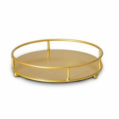 a gold tray with two sections on each side