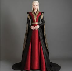 Targaryen Gown, Targaryen Fashion, Mideval Dress, Targaryen Dress, Game Of Thrones Dress, Dragons Clothes, Contemporary Dresses