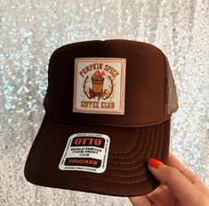 ✨PSL Coffee Club Trucker Hat✨ This is the perfect hat for a pumpkin spice latte lover! Give it as a gift or treat yourself!  Brown Otto Trucker Hat with a mesh back and an adjustable strap.  OSFM No returns or exchanges please.  Ships from Atlanta, Ga Please feel free to reach out with any questions! Stay groovy 🪩 Fall Season Cap Hat As Gift, Fall Gift Cap Hat, Fall Season Gift Cap Hat, Fall Season Gift Cap, One Size Fits Most Hats As Fall Gift, Trendy Fall Hats As Gifts, Hats For Fall, Hats Cute, Stay Groovy