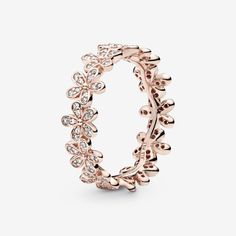 Dazzling Daisy Ring in Pandora Rose™ & Clear CZ | Rose gold plated | Pandora US Pandora Daisy Ring, Pandora Daisy, Daisy Flower Crown, Pandora Ring, Pandora Rose, Daisy Ring, Princess Tiara, Pandora Rings, Daisy Earrings