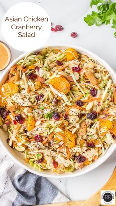 Chicken Cranberry Salad, Chicken Cranberry, Asian Salad Recipe, Asian Chicken Salads, Cranberry Salad, Asian Salad, Asian Chicken, Main Dish Salads