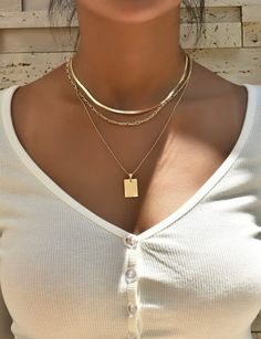 Gorgeous gold layers approximately 16.9 inches long Rectangle Necklace, Square Necklace, Stacked Necklaces, Layered Necklace Set, Multi Layer Necklace, Gold Necklace Set, Gold Necklace Women, Square Pendant