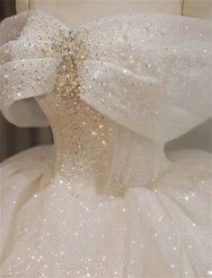 the back of a wedding dress with sequins on it