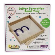 the letter formation sand tray is made from cardboard