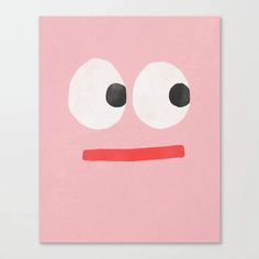 a pink square with two eyes and a red tongue