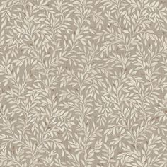 a beige and white wallpaper with leaves on it