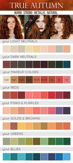 True Autumn Color Palette, Make Up Guide, Autumn Skin, Soft Autumn Color Palette, True Autumn