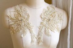 A259a Handmade Beaded Lace Appliqué Light Champagne, Vanilla Cream 3D Lace Patch Mirrored Pair, Dancing Costume Lace Applique Light Yellow by LaceLoveLife on Etsy Pair Dancing, Handmade Lighting, Vanilla Cream