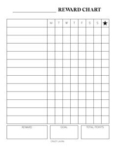 the reward chart is shown in black and white