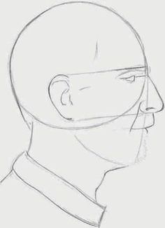 a drawing of a man's face with glasses on his head and neck, looking to