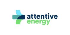 the logo for an energy company, with green and blue shapes on it's side