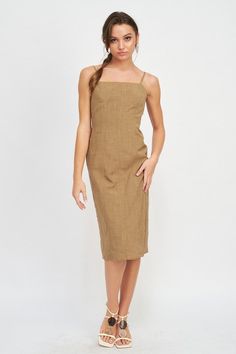 SIZE & FIT :MODEL WEARS SIZE SMALLMODEL'S HEIGHT 5'9Made In: IMPORTEDFabric Contents: 100% POLYESTERLINING: 100% COTTON Open Back Midi Dress, Curvy Swimwear, Contemporary Clothing, Cardigan Sweater Coat, Usa Dresses, Denim Accessories, Contemporary Outfits, Pink Midi Dress, Romper Dress