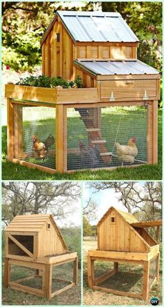 the chicken coop is made out of wood