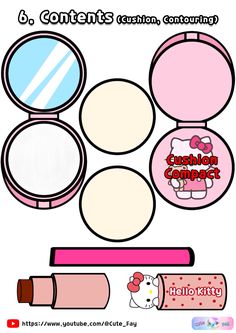 the hello kitty makeup kit is shown with its contents and instructions to make it look like they